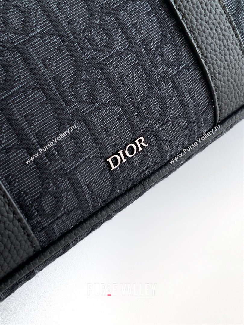 Dior Mens Zipped Briefcase in Black Dior Oblique Jacquard and Black Grained Calfskin H03E 2024 (XXG-24110805)