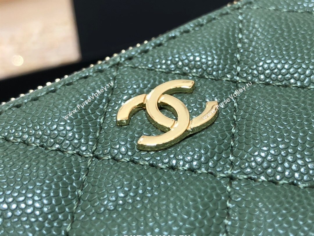 Chanel Grained Calfskin Mini Pouch with Charm A70119 Green CP03 2021  (JY-21031730)