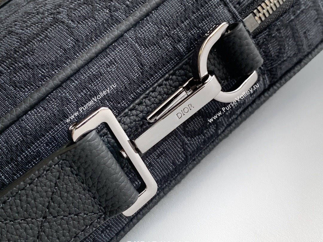 Dior Mens Zipped Briefcase in Black Dior Oblique Jacquard and Black Grained Calfskin H03E 2024 (XXG-24110805)