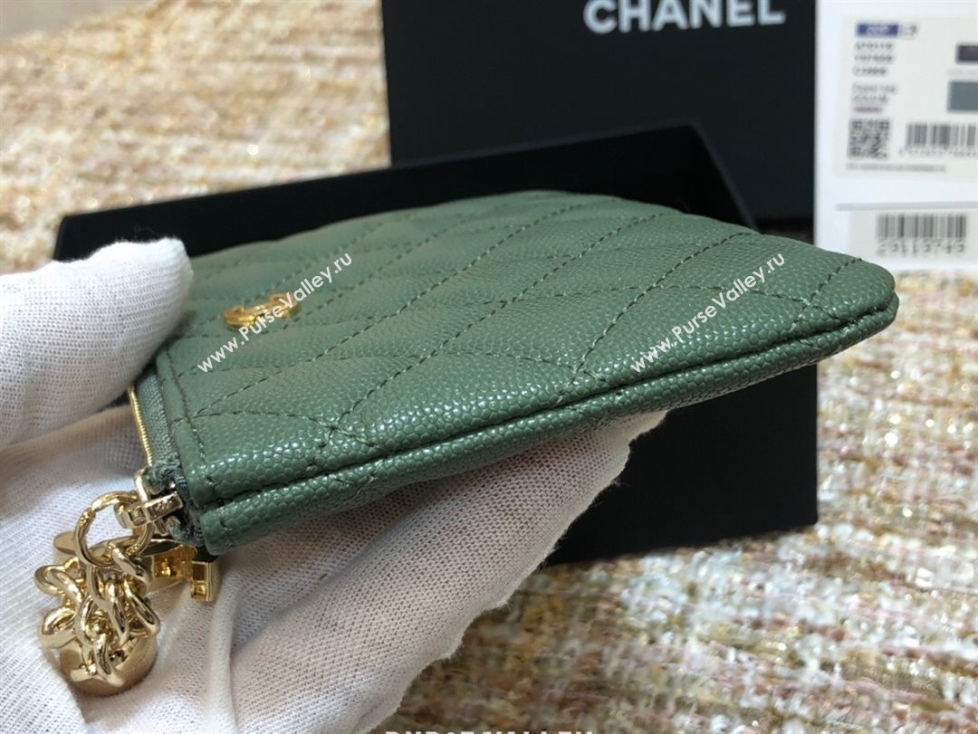 Chanel Grained Calfskin Mini Pouch with Charm A70119 Green CP03 2021  (JY-21031730)