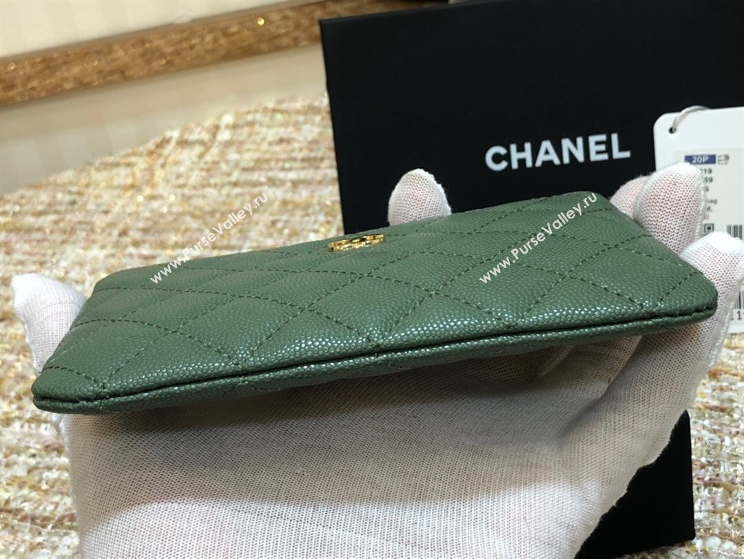 Chanel Grained Calfskin Mini Pouch with Charm A70119 Green CP03 2021  (JY-21031730)