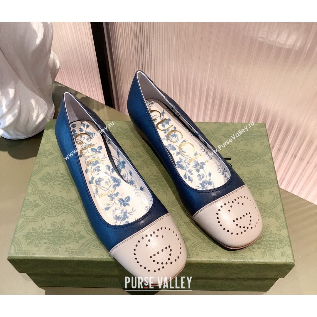 Gucci Leather Ballet Flat with Interlocking G Blue 2021 (KL-21081636)