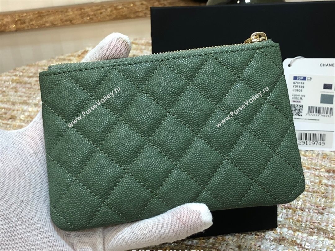 Chanel Grained Calfskin Mini Pouch with Charm A70119 Green CP03 2021  (JY-21031730)