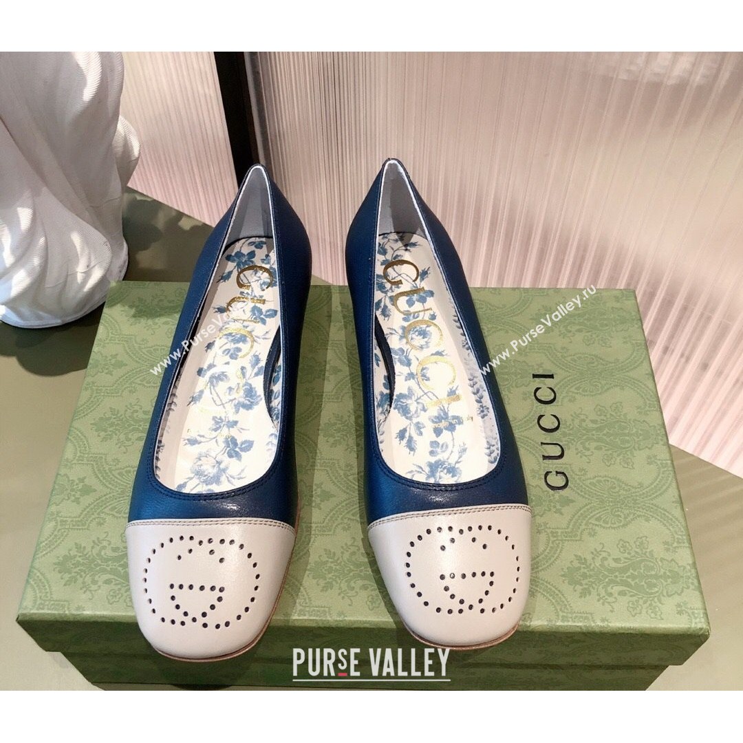 Gucci Leather Ballet Flat with Interlocking G Blue 2021 (KL-21081636)