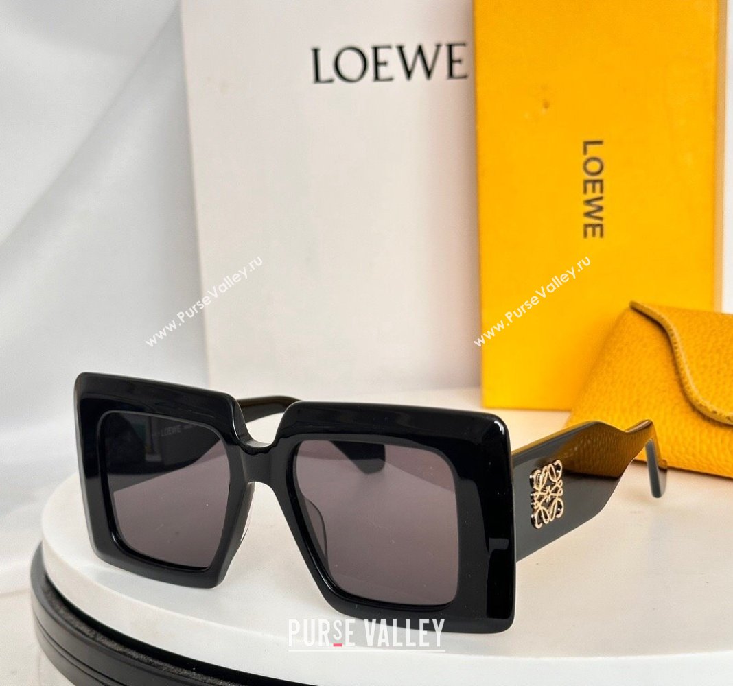 Loewe Sqaure Sunglasses with Stripes LW40090 Black/Dark Grey 2024 (A-241025076)