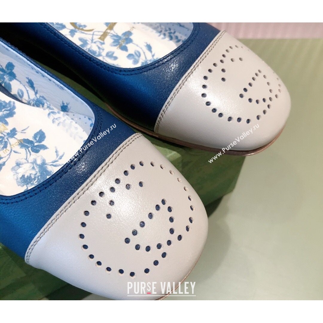 Gucci Leather Ballet Flat with Interlocking G Blue 2021 (KL-21081636)