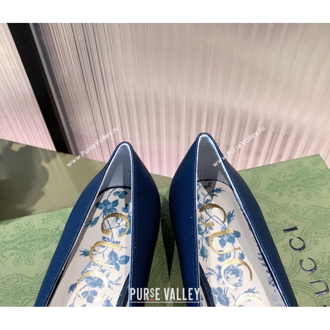 Gucci Leather Ballet Flat with Interlocking G Blue 2021 (KL-21081636)