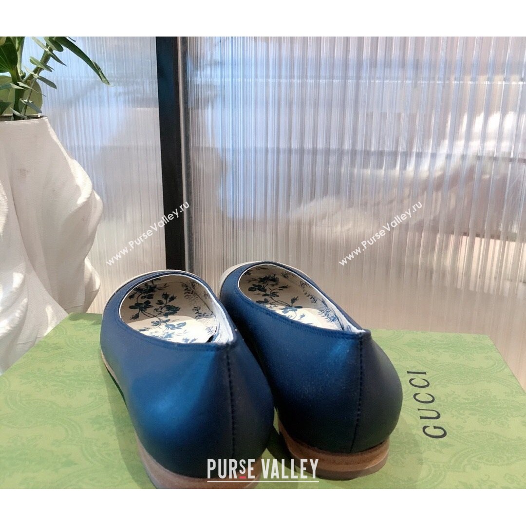 Gucci Leather Ballet Flat with Interlocking G Blue 2021 (KL-21081636)