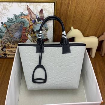 Hermes Steeple 25 Bag in Plume Canvas and Swift Calfskin H73003 Black 2024(Top Quality) (XYA-24073015)