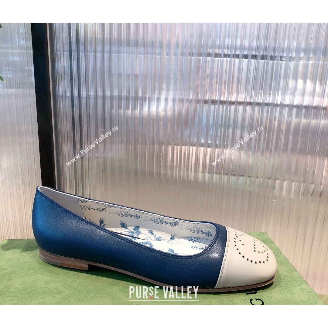 Gucci Leather Ballet Flat with Interlocking G Blue 2021 (KL-21081636)