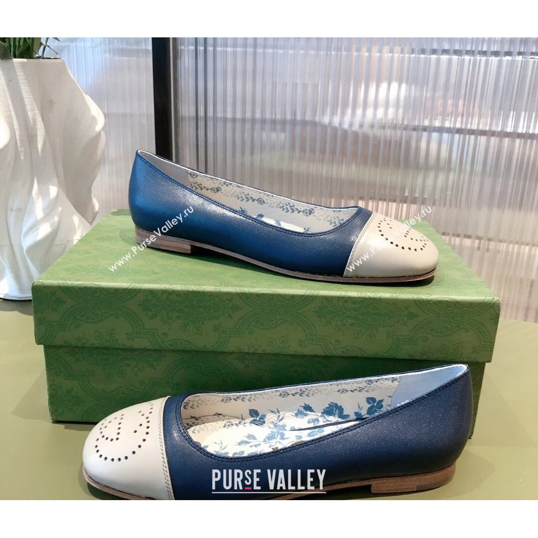Gucci Leather Ballet Flat with Interlocking G Blue 2021 (KL-21081636)