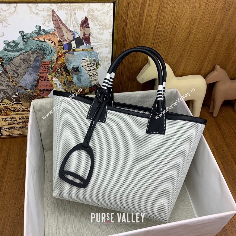 Hermes Steeple 25 Bag in Plume Canvas and Swift Calfskin H73003 Black 2024(Top Quality) (XYA-24073015)