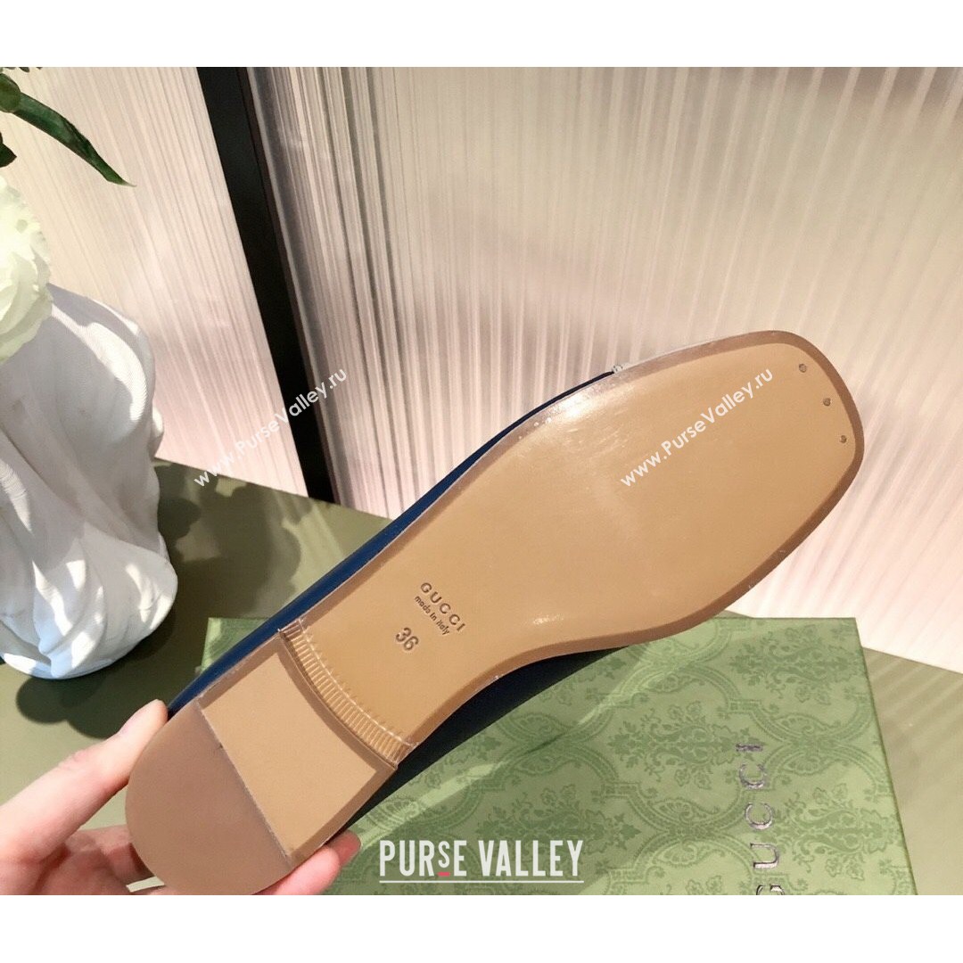 Gucci Leather Ballet Flat with Interlocking G Blue 2021 (KL-21081636)