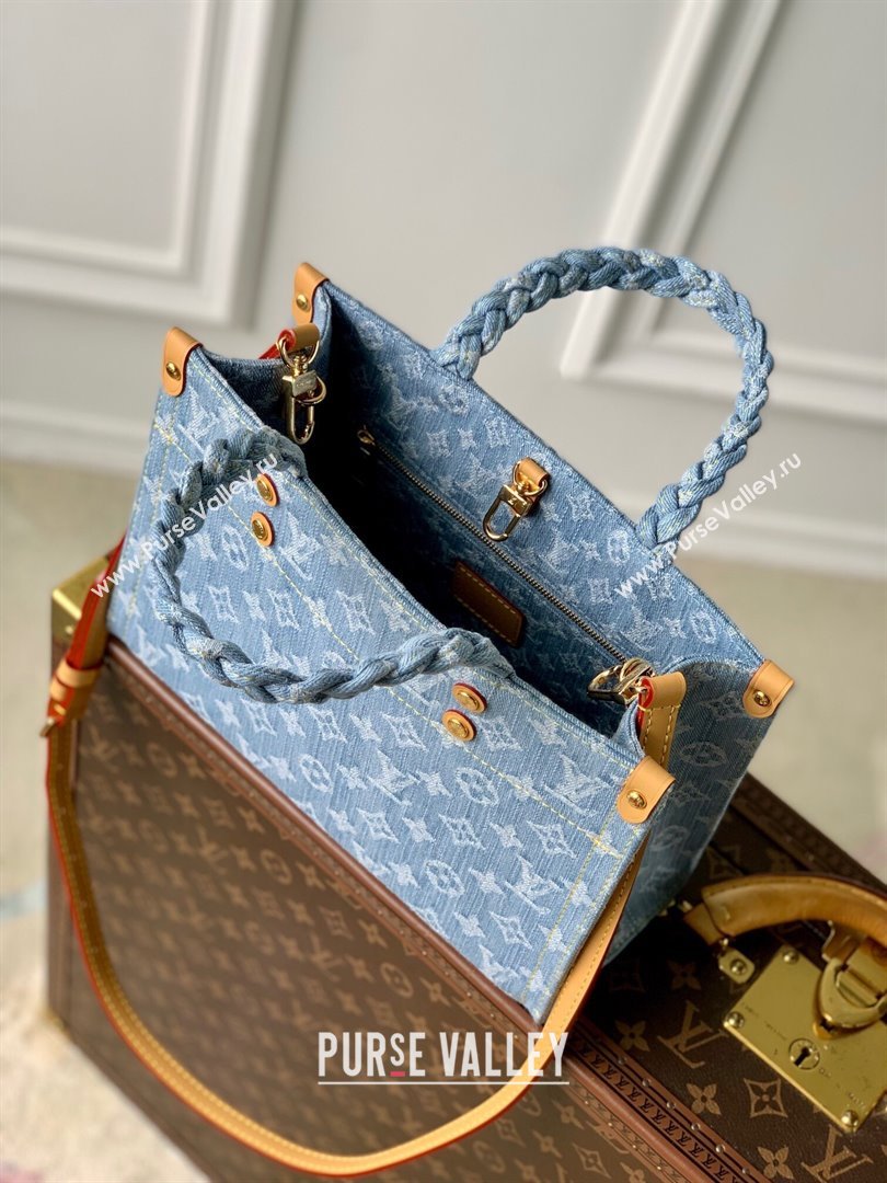 Louis Vuitton Let Go PM Tote Bag in Monogram Denim 100% GOTS-certified Cotton M24897 Blue 2024 (K-24061206)