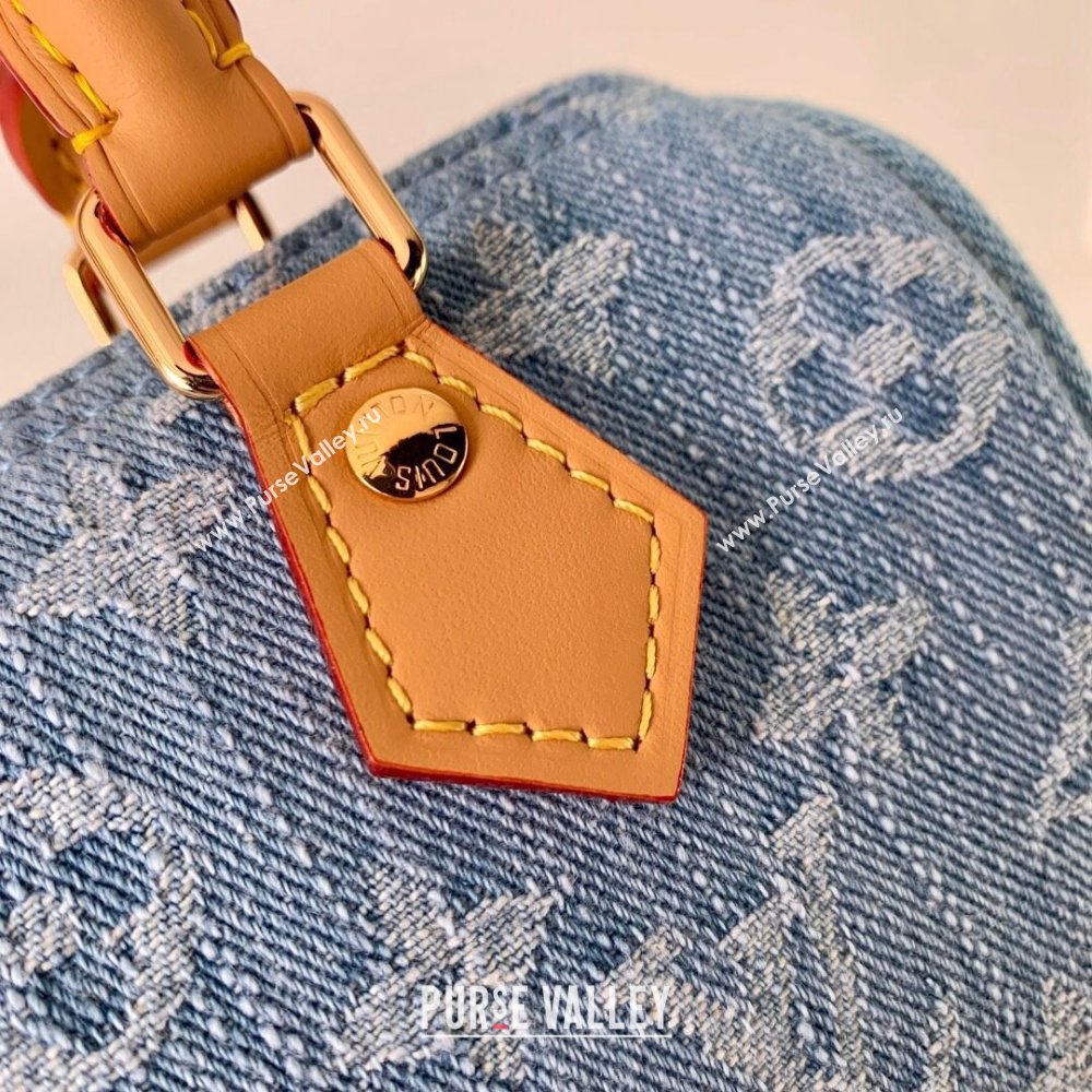 Louis Vuitton Nano Speedy Bag in Monogram Denim 100% GOTS-certified Cotton M11212 Blue 2024 (K-24061207)