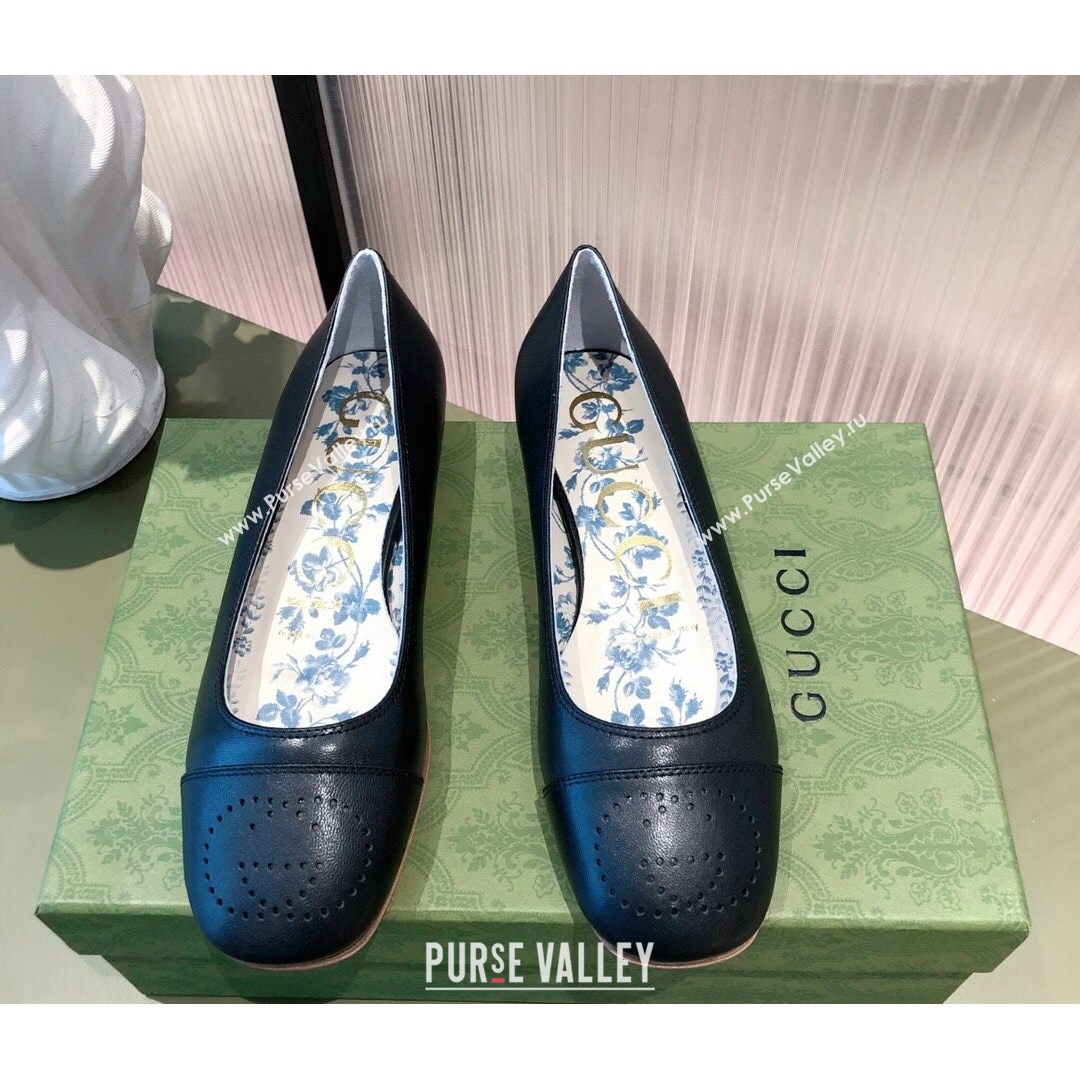 Gucci Leather Ballet Flat with Interlocking G Black 2021 (KL-21081637)