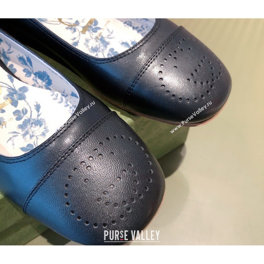 Gucci Leather Ballet Flat with Interlocking G Black 2021 (KL-21081637)