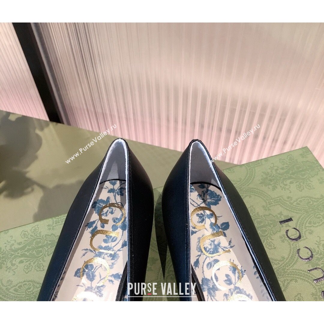 Gucci Leather Ballet Flat with Interlocking G Black 2021 (KL-21081637)