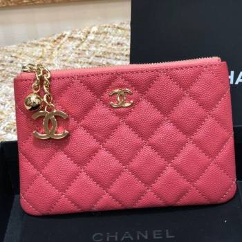 Chanel Grained Calfskin Mini Pouch with Charm A70119 Pink CP06 2021  (JY-21031733)