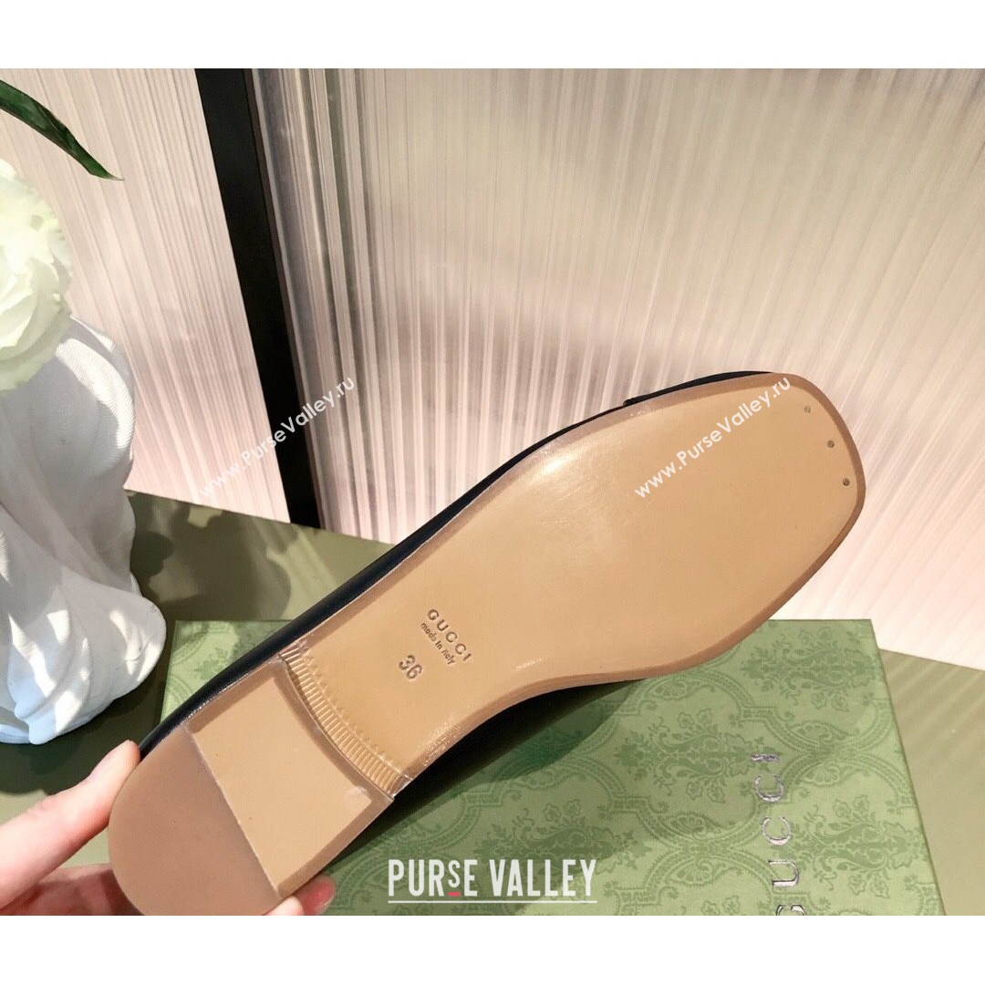 Gucci Leather Ballet Flat with Interlocking G Black 2021 (KL-21081637)