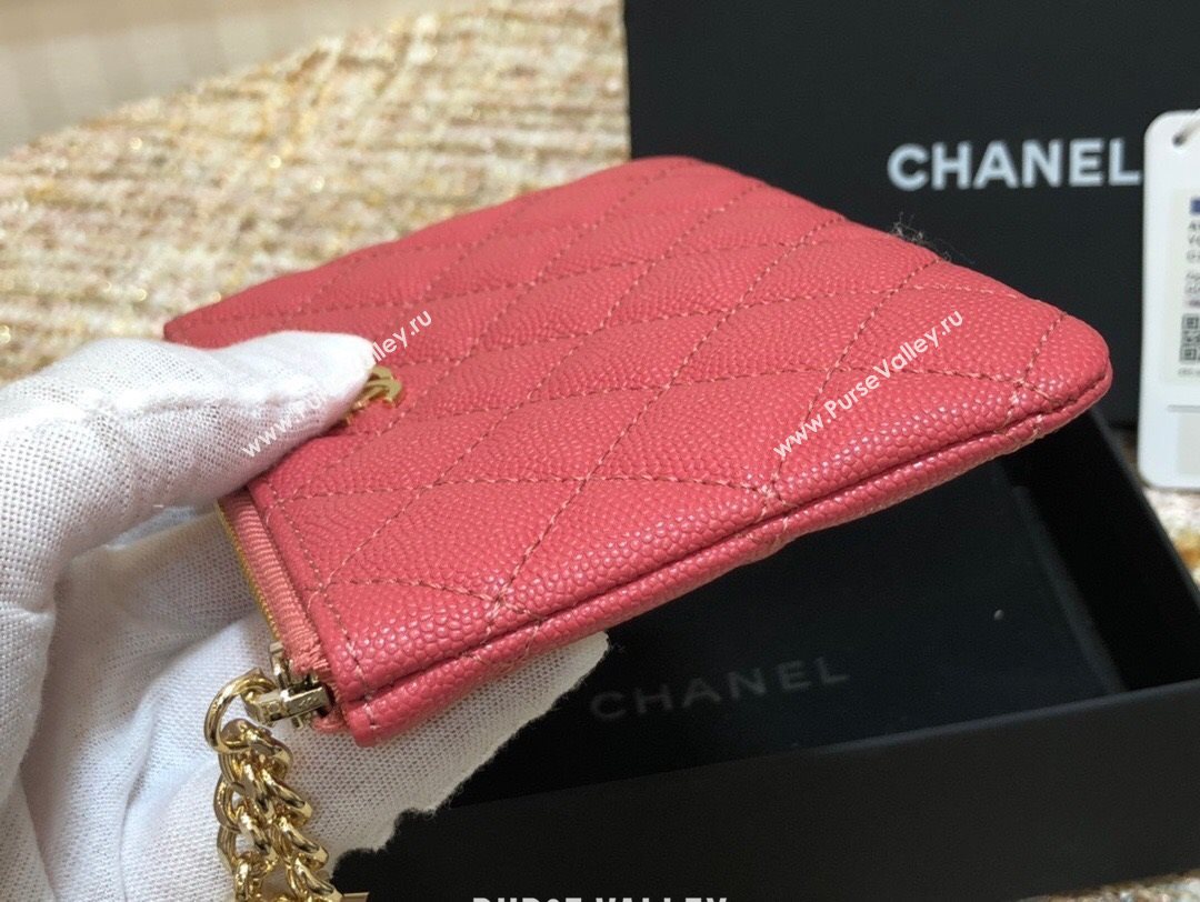 Chanel Grained Calfskin Mini Pouch with Charm A70119 Pink CP06 2021  (JY-21031733)
