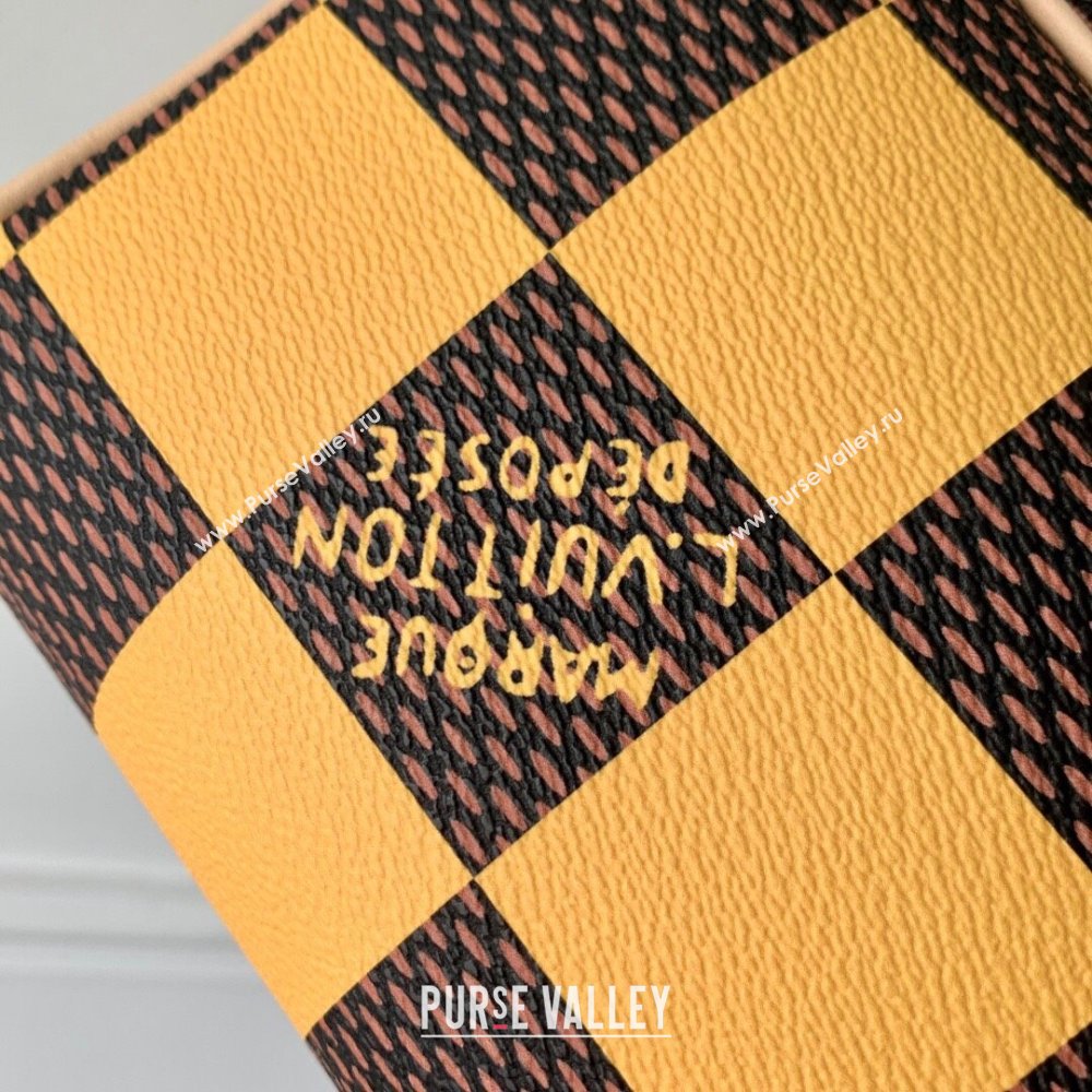 Louis Vuitton Locker Dopp Kit Bag in Damier Heritage Canvas N40567 Brown/Yellow 2024 (K-24061208)