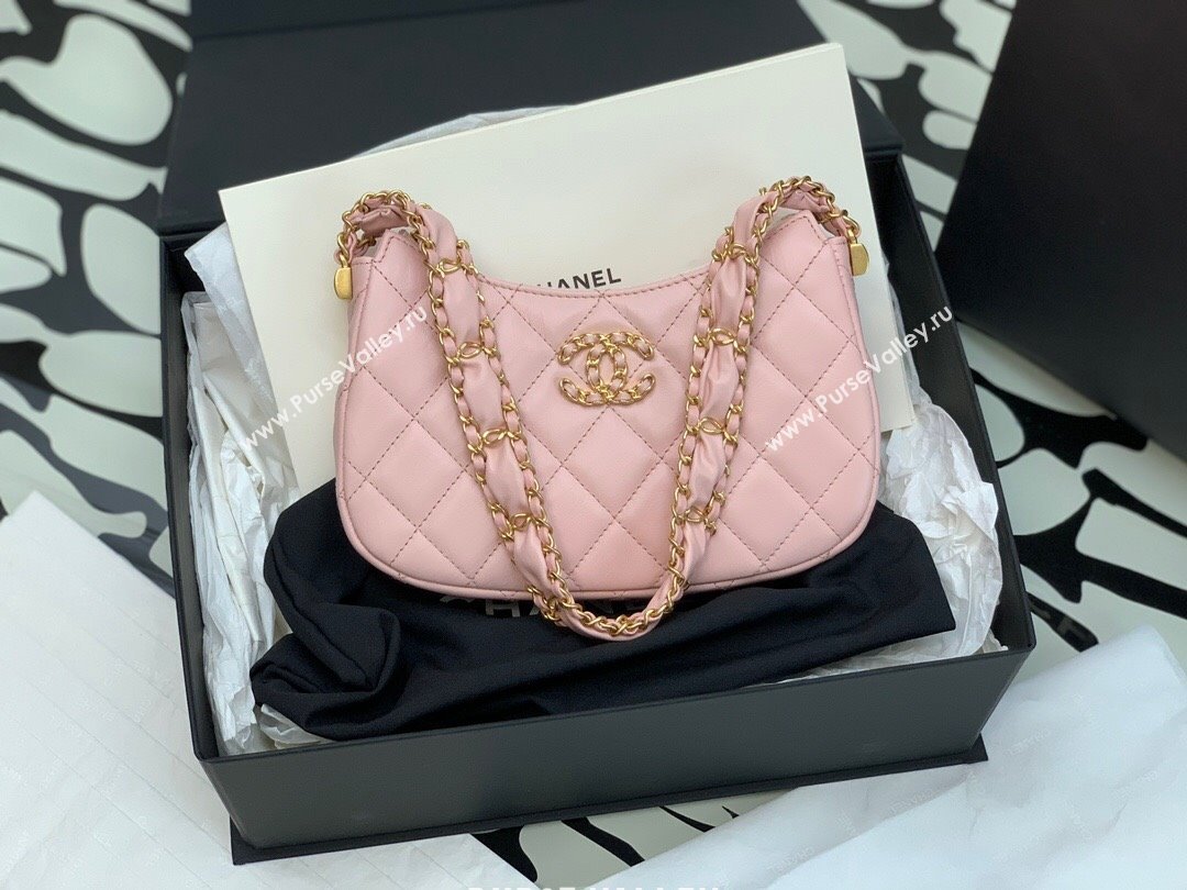 Chanel Aged Calfskin Small Hobo Bag AS3647 Pink 2023 (YEZI-23111612)