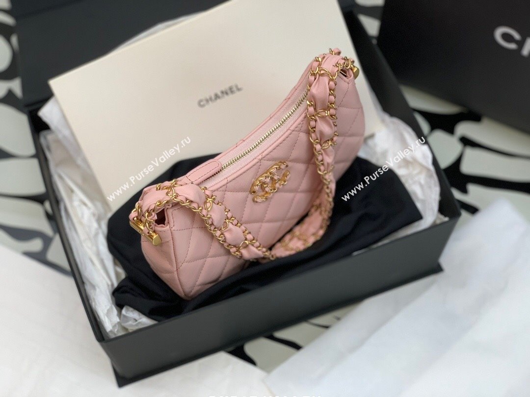 Chanel Aged Calfskin Small Hobo Bag AS3647 Pink 2023 (YEZI-23111612)