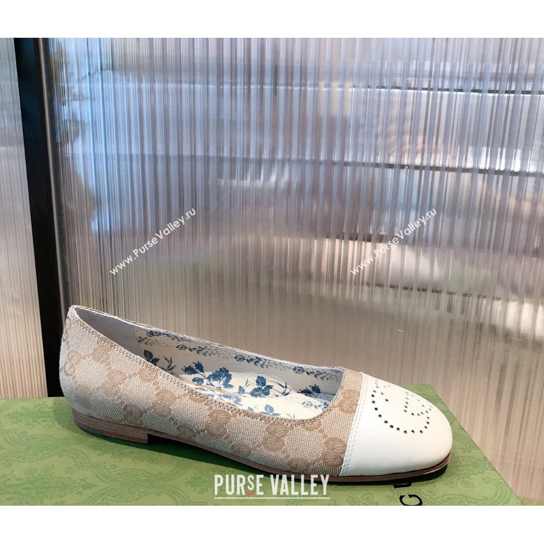 Gucci GG Canvas Ballet Flat with Interlocking G Beige 2021 (KL-21081638)