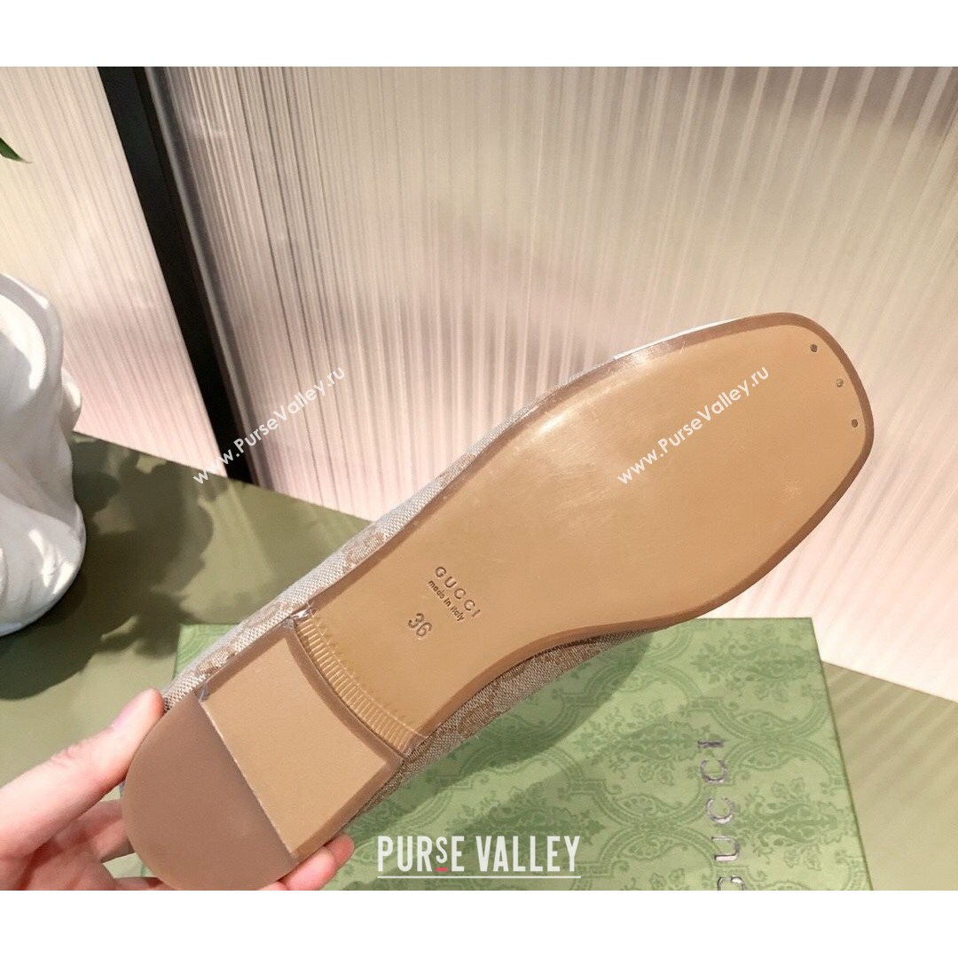 Gucci GG Canvas Ballet Flat with Interlocking G Beige 2021 (KL-21081638)