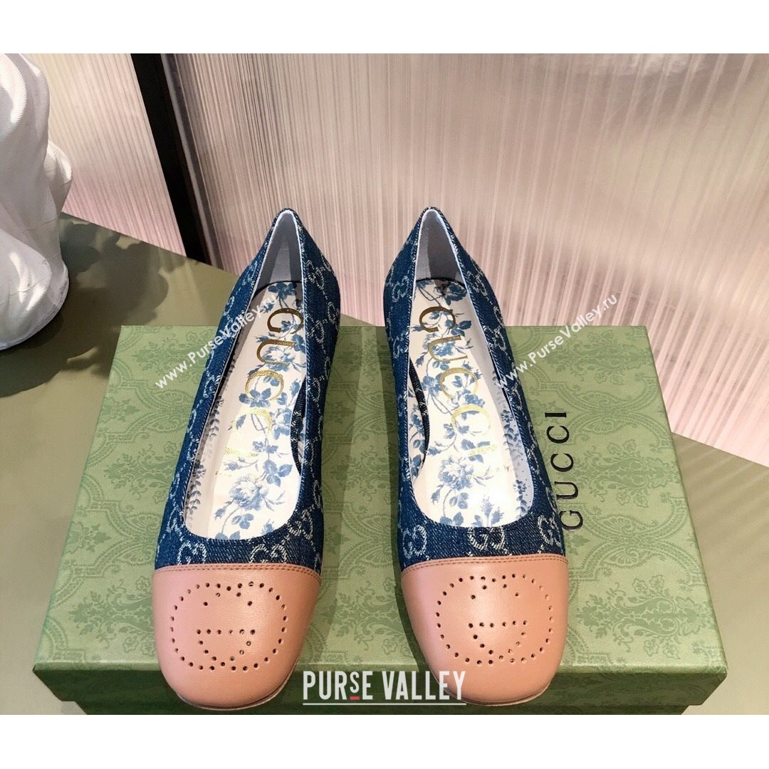 Gucci GG Denim Ballet Flat with Interlocking G Blue 2021 (KL-21081639)