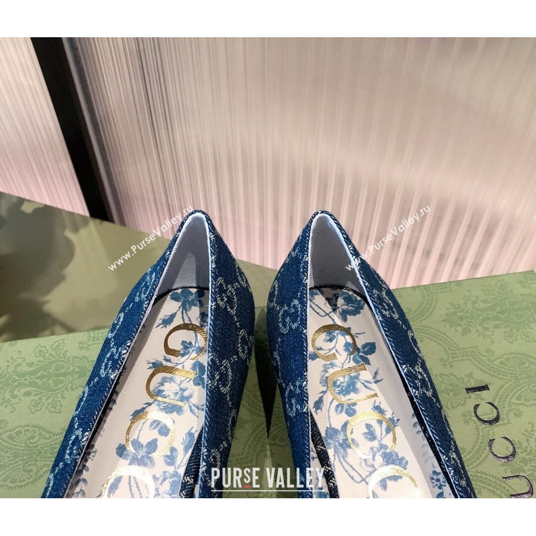 Gucci GG Denim Ballet Flat with Interlocking G Blue 2021 (KL-21081639)