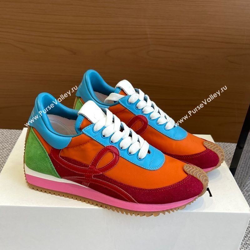Loewe Flow Runner Sneakers in calfskin, nylon and suede Multicolor 2025 LW022106 (KL-250221043)