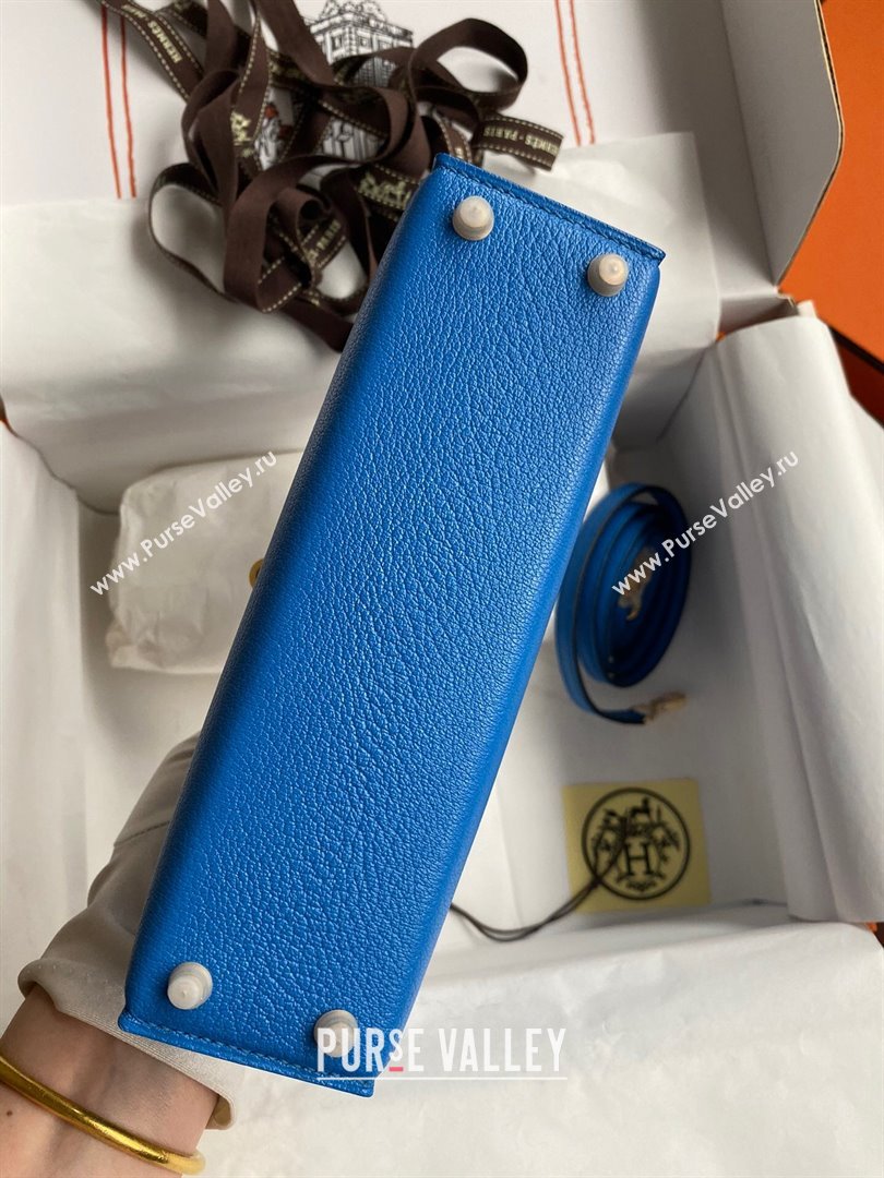 Hermes Mini Kelly II Bag 19cm in Original Chevre Leather Water sprite Blue/Gold 2024 (XYA-24022913)