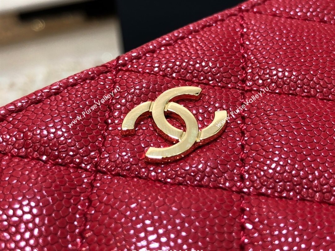 Chanel Grained Calfskin Mini Pouch with Charm A70119 Red CP08 2021  (JY-21031735)