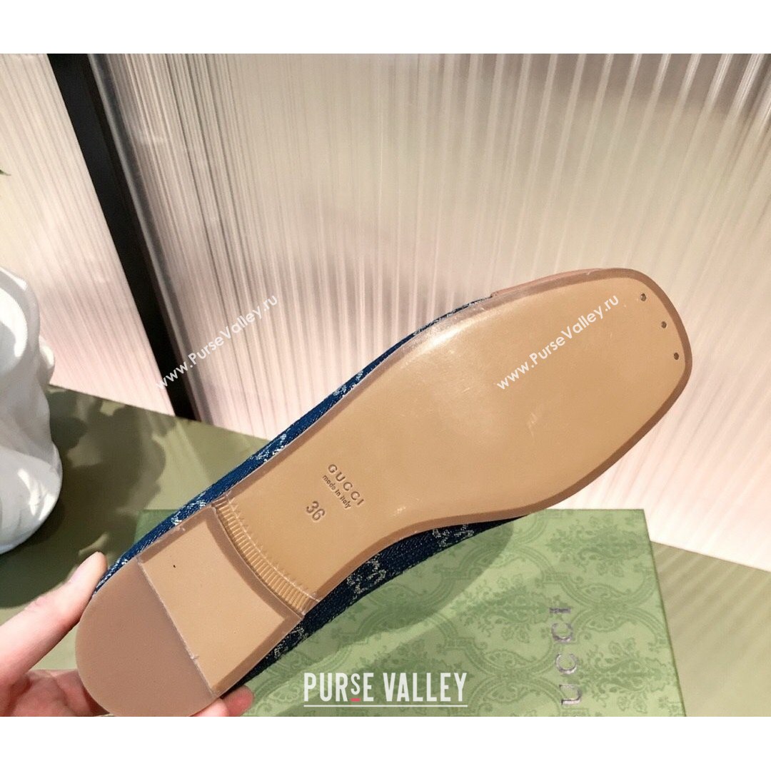Gucci GG Denim Ballet Flat with Interlocking G Blue 2021 (KL-21081639)