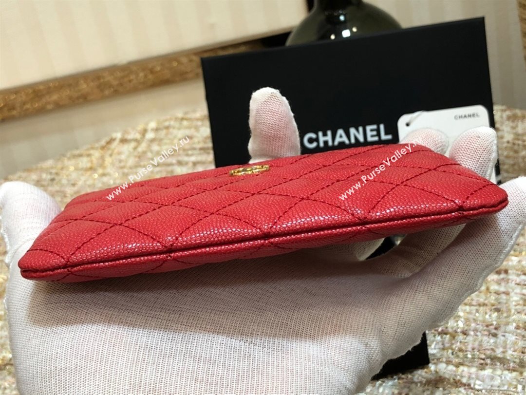 Chanel Grained Calfskin Mini Pouch with Charm A70119 Red CP08 2021  (JY-21031735)