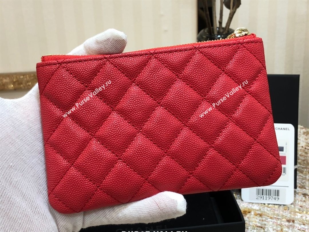 Chanel Grained Calfskin Mini Pouch with Charm A70119 Red CP08 2021  (JY-21031735)