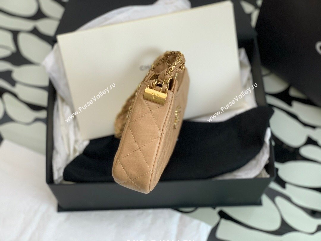 Chanel Aged Calfskin Small Hobo Bag AS3647 Beige 2023 (YEZI-23111613)