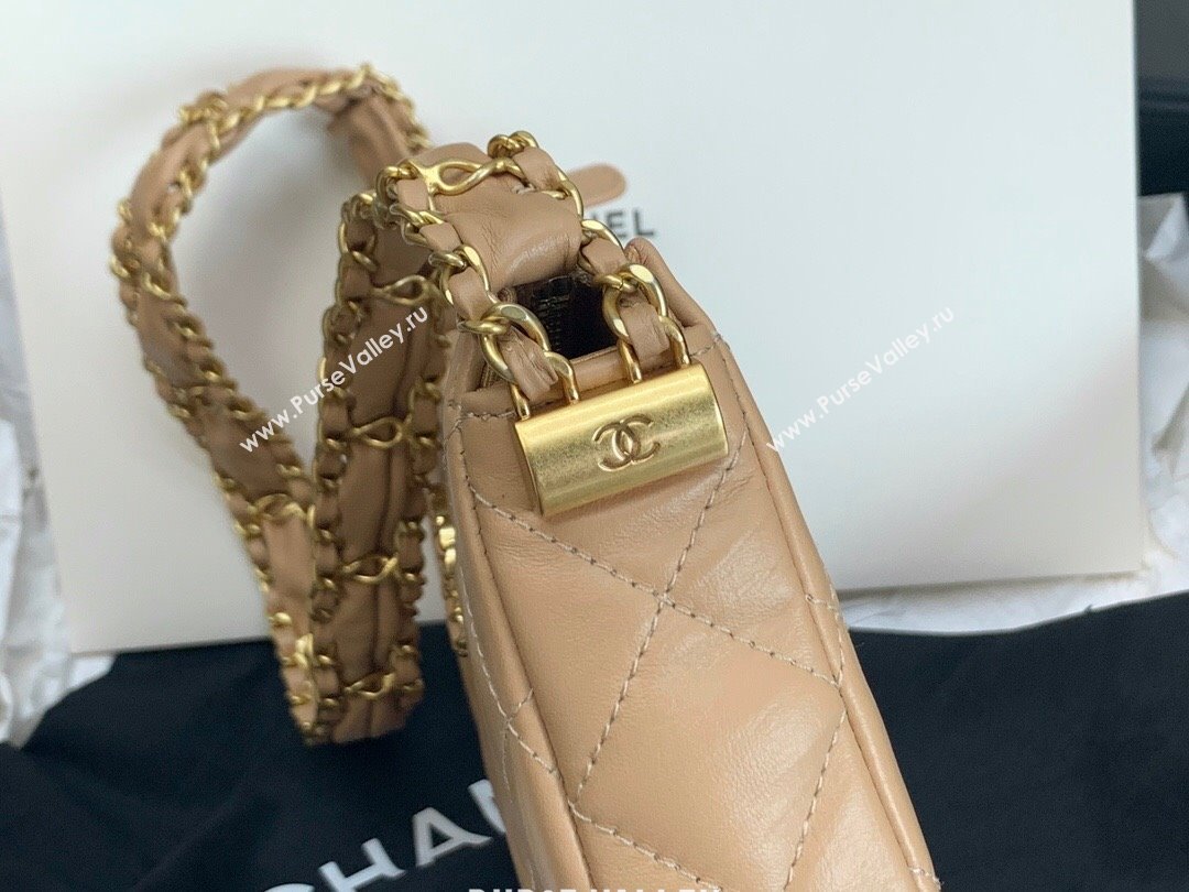 Chanel Aged Calfskin Small Hobo Bag AS3647 Beige 2023 (YEZI-23111613)