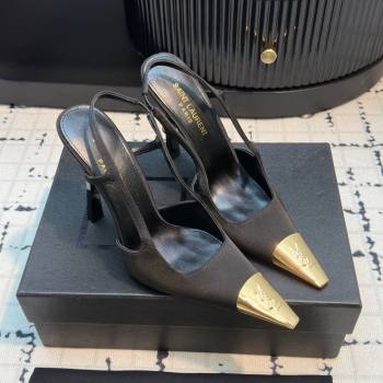 Saint Laurent Jeanne Slingback Pumps in Silk Black 2024 (KL-24110604)