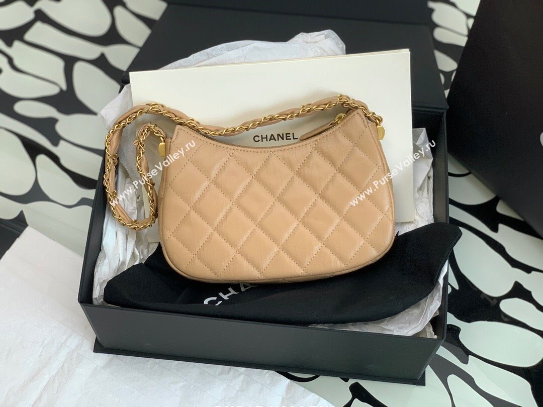 Chanel Aged Calfskin Small Hobo Bag AS3647 Beige 2023 (YEZI-23111613)