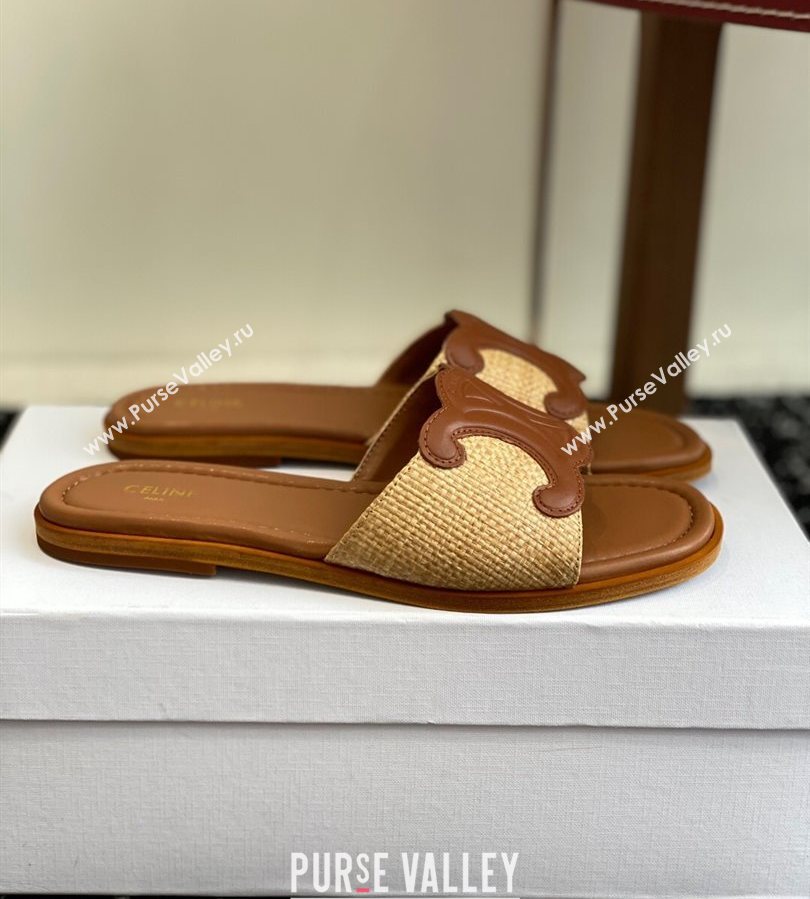 Celine Clemence Flat Slides Sandal in Straw-Like Beige 2025 (SS-250709081)