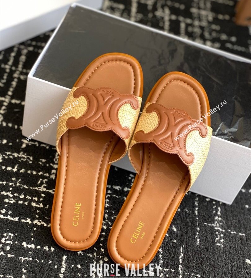 Celine Clemence Flat Slides Sandal in Straw-Like Beige 2025 (SS-250709081)