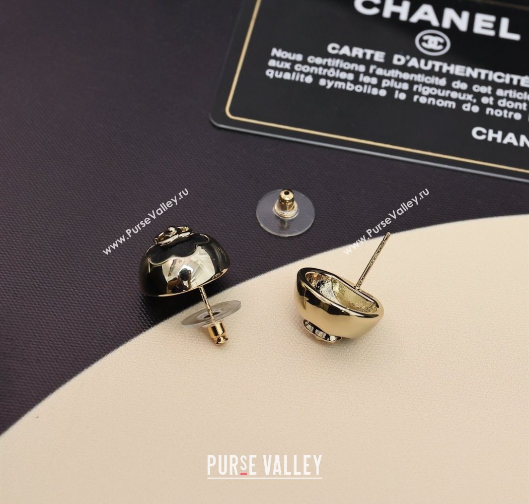 Chanel Camellia Bloom Stud Earrings Black 2025 0725 (YF-250725070)