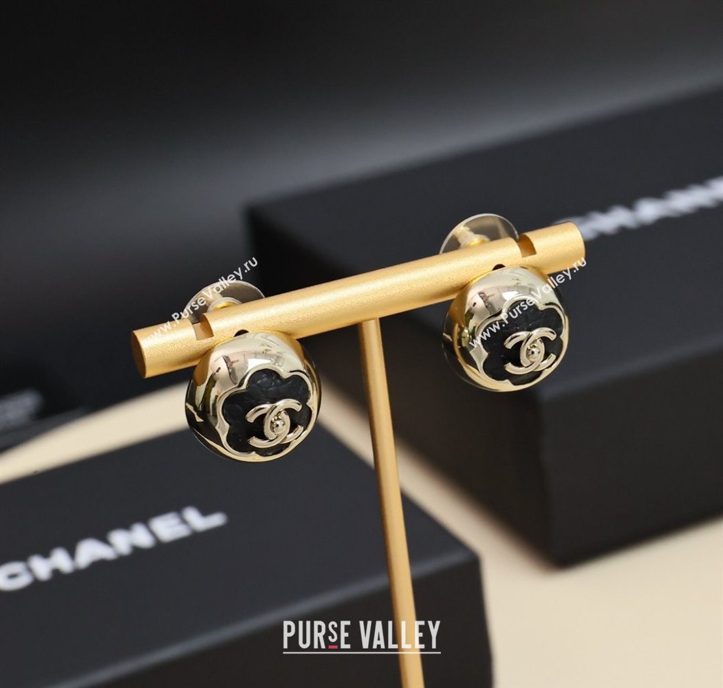 Chanel Camellia Bloom Stud Earrings Black 2025 0725 (YF-250725070)