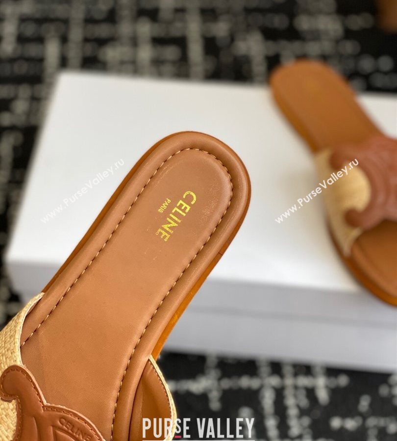 Celine Clemence Flat Slides Sandal in Straw-Like Beige 2025 (SS-250709081)