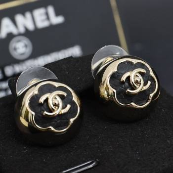Chanel Camellia Bloom Stud Earrings Black 2025 0725 (YF-250725070)