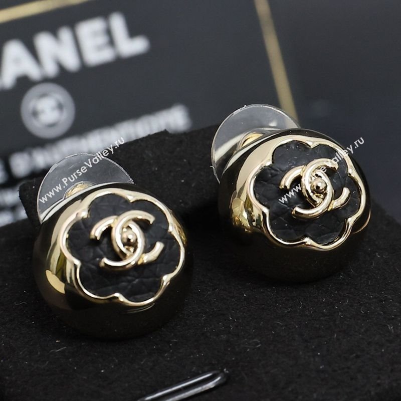 Chanel Camellia Bloom Stud Earrings Black 2025 0725 (YF-250725070)