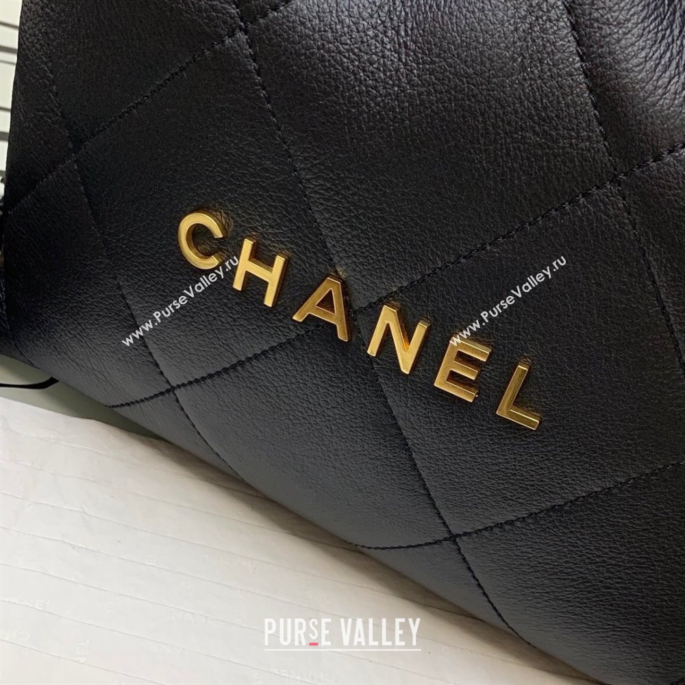 Chanel 22 Small Shopping Bag AS3260 in Leather and Wool Black 2023 (YEZI-23111616)